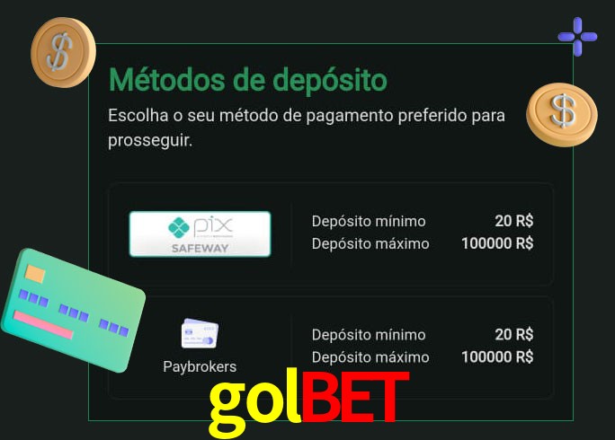 O cassino golbet oferece uma grande variedade de métodos de pagamento